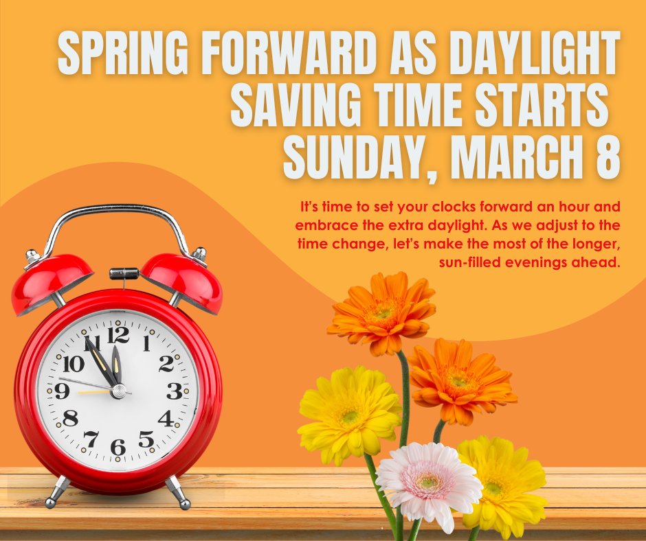 Don't forget to turn your clock forward tonight before you go to sleep! Spring forward!
