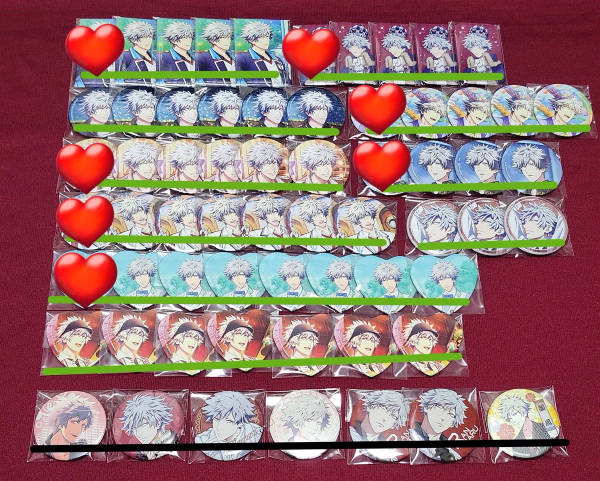 kurosaki_0811's tweet photo. うたプリ グッズ 缶バッジ 譲渡 買取 回収

♡譲♡
黒崎 蘭丸 (画像参照)

♡求♡ 記載額+送料
🟥定価 🟨450円 🟦300円 🟪250円 🟩200円 ⬛️100円

基本未使用ですが祭壇等に使用した缶バもある為、スレ等があるのもあります。
＊基本全て開封済み(袋入れ替えのため)
よろしくお願いします🌸 https://t.co/46mDsVwtIo