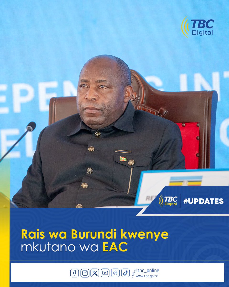 TBConlineTZ's tweet photo. Rais wa Burundi, Évariste Ndayishimiye, akiwa kwenye Mkutano wa Kawaida wa 25 wa Wakuu wa Nchi wa Jumuiya ya Afrika Mashariki (EAC) unaofanyika katika Kituo cha Mikutano cha Kimataifa Arusha (AICC) leo Machi 7, 2026.
#EACSummit https://t.co/nHkL8YRqvN