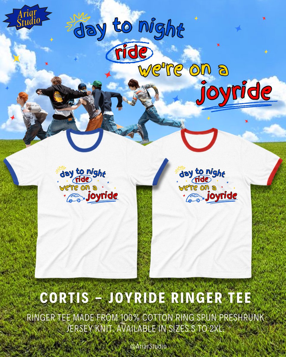 AriarStudio's tweet photo. ꒰🔁💙are appreciated꒱

CORTIS JoyRide Ringer Tee
• Material: 100% Cotton, DTF Print
• Batch 1 Special Price: 99k only (from 115k)
• Limited slots per size, check availability on gform
• Close PO: Selasa, 10 Maret 2026
🔗 https://t.co/GdwtSJ81RS

For more info💌 
Thank you♡ https://t.co/Krcy7EbcrB