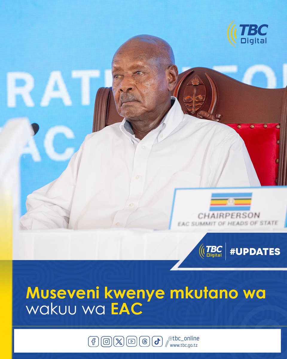 TBConlineTZ's tweet photo. Rais wa Uganda, Yoweri Kaguta Museveni, anashiriki Mkutano wa Kawaida wa 25 wa Wakuu wa Nchi wa Jumuiya ya Afrika Mashariki (EAC) unaofanyika katika Kituo cha Mikutano cha Kimataifa Arusha (AICC), leo Machi 7, 2026.
#EACSummit https://t.co/3h1wyQEWsX