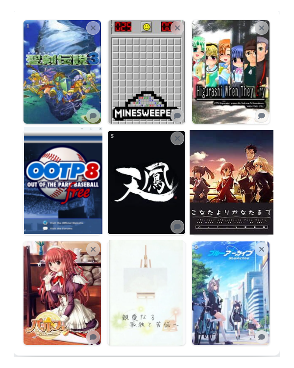 yowarchive's tweet photo. 登録ないのは手動で追加して作ってみた
コンシューマーゲーも学生時代は普通にやってたけど凄く思い入れのあるゲームは意外とないことに気づいた😧 https://t.co/Km5QTORZTq