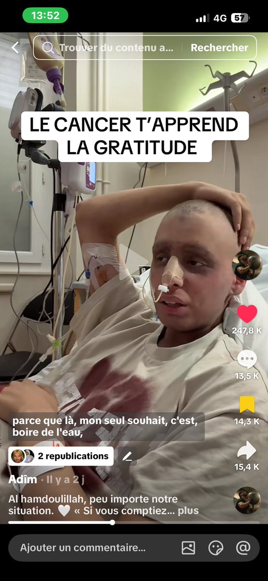 Cc mes bb, faites des duuas les plus sincères pour Adim et sa guérison complète sans aucune séquelle sans aucune récidive, qu’Allah l’allège de ses péchés et l’élève en degré, qu’Il n’ait plus de craintes et qu’Il puisse s’alimenter à nouveau 

Merci vrm svp la famille