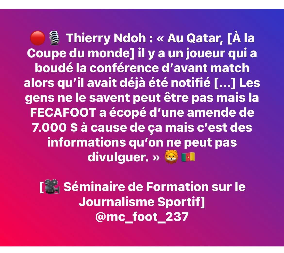 Tu peux retrouver tous ces details croustillants dans mon documentaire QATAR 2022 : UN MONDIAL À REBONDISSEMENTS POUR LES LIONS en cliquant sur le lien ci-dessous 👇🏾 sur X (Twitter) 

x.com/marcchouamo/st…