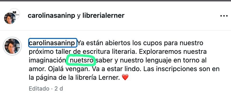 Caromuckracker's tweet photo. @SaninPazC pequeño error tipográfico en esta publicación de su Instagram. Sugiero editar/corregir. https://t.co/mOtiuKkQKE