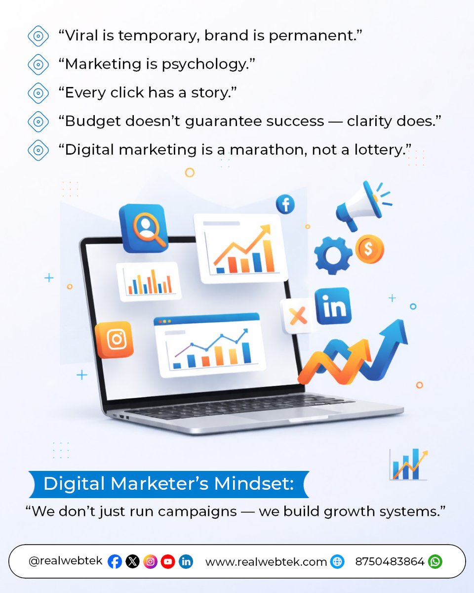 realwebtek's tweet photo. Real Thoughts of Digital Marketers No One Talks About

While clients see results, digital marketers are secretly battling algorithms, ads, analytics, and endless revisions every single day.

{digital marketing, marketer life, marketing reality, social media marketing} https://t.co/oC1VMkhPQK
