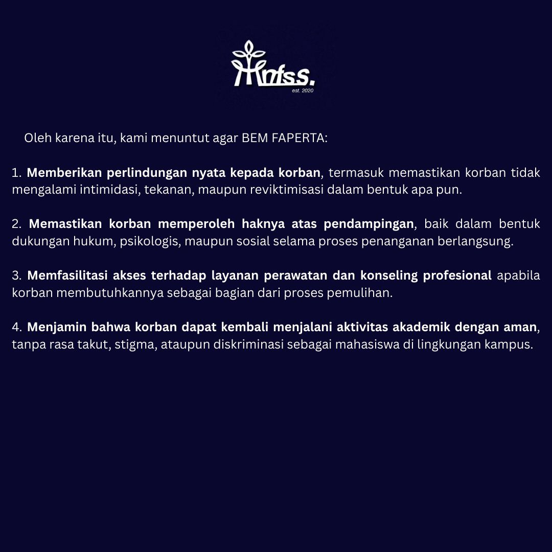 ipb_menfess's tweet photo. ⚠️‼️ALERT‼️⚠️
Trigger Warning : Sexual Assault / Violence

Panggilan Terbuka kepada Ketua BEM FAPERTA Abdul Aziz beserta jajaran Badan Pengurus Harian #RintikAsa atas komitmen untuk mengawal kasus yang terjadi serta terlibat aktif dalam melindungi hak korban https://t.co/UBzeo5c74z