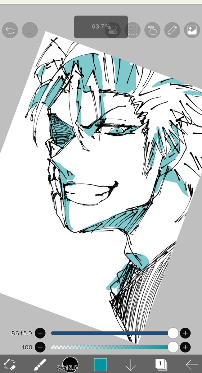 これは縮毛矯正の待機時間で生まれた指描きジョー