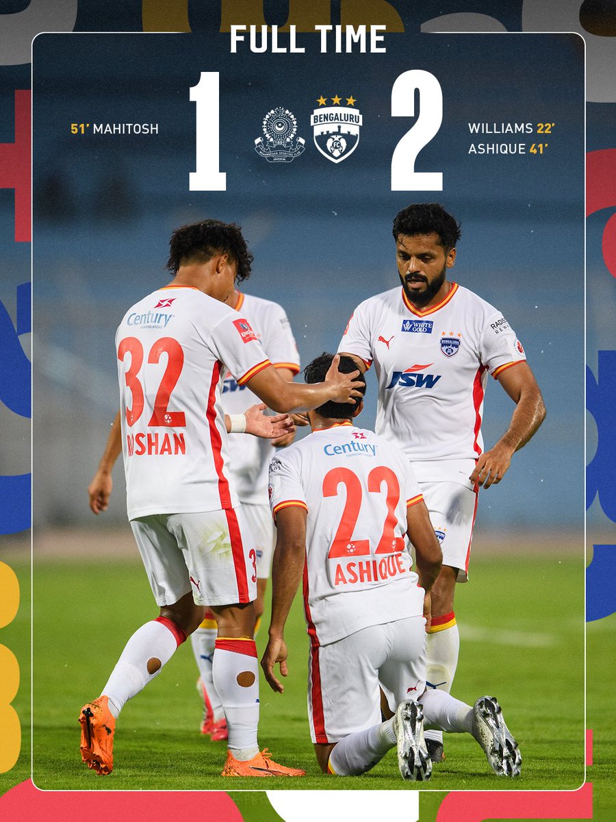bengalurufc's tweet photo. FULL TIME in Kolkata. ๐
Goals from Ryan and Ashique ensure the Blues bring home all three points. ๐ช
#WeAreBFC #MSCBFC #Jotheyali https://t.co/FYIgXk49wA