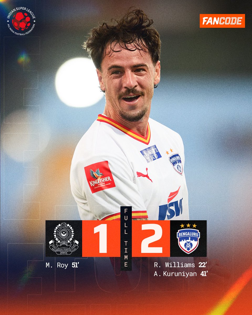 FanCode's tweet photo. Big three points for Bengaluru FC ๐ฅ
Catch all the ISL action LIVE on FanCode ๐ฒ
#ISL12 #MSCBFC #Football https://t.co/ZfsnbhYMnn