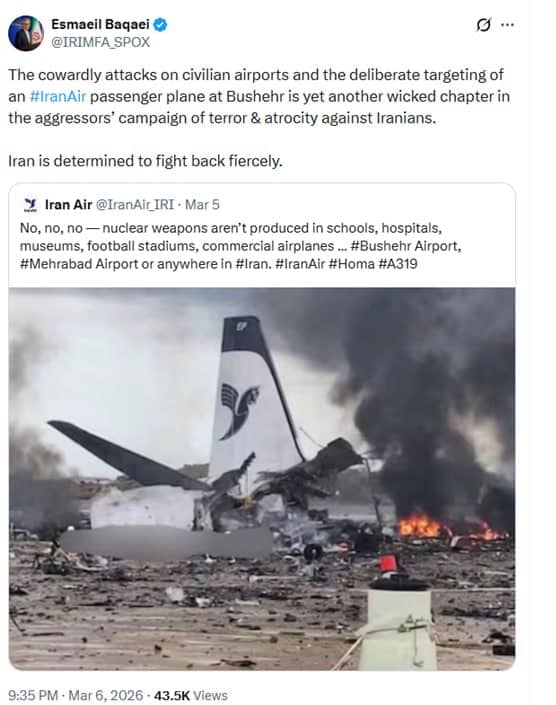 Nuclear weapons aren't produced in schools, hospitals, museums, football stadiums, commercial airplanes....#Bushehr Airport, #Mehrabad Airport #IranAir #A319