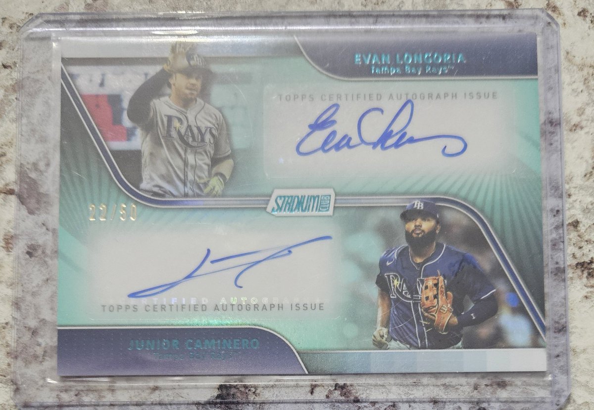 🚨 RAYS FAN GIVEAWAY 🚨

Win this Evan Longoria / Junior Caminero Dual Auto ⚾🔥

To enter:
• Subscribe to Rays Rewind (link in bio) on YouTube or follow on IG
• Follow <a href="/TheELBushman/">The Great EL Bushman</a>
• Retweet 
🎯 Goal: 500 YT Subs / 200 IG
🍀 Winner announced St. Patrick’s Day

#RaysUp