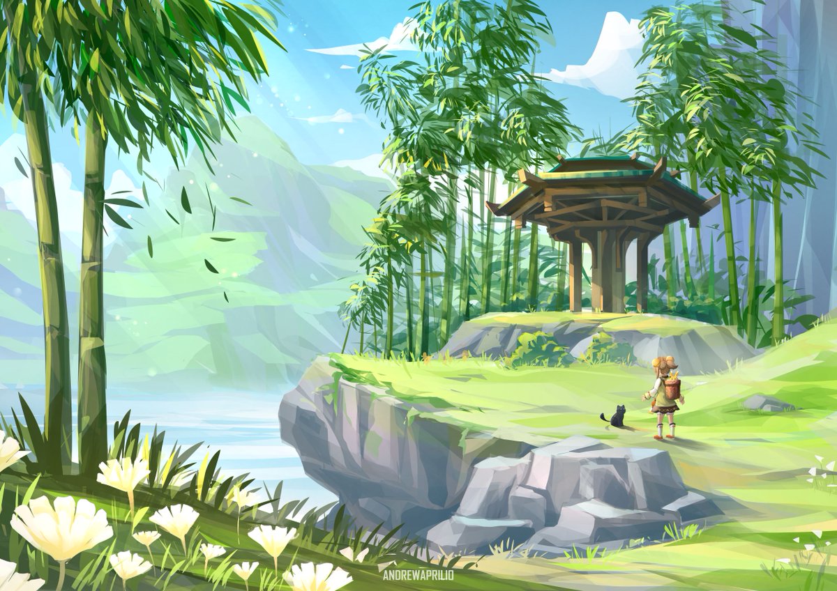 Bamboo Forest~ Simple sceneries but one of my fav place in Genshin 😄 I drew this place several times already