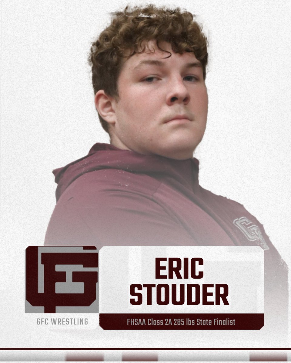 GFC Wrestling Alumni Eric Stouder will wrestle today in the FHSAA Class 2A state finals! Good luck Eric bring home that title!

#OnwardCentral
