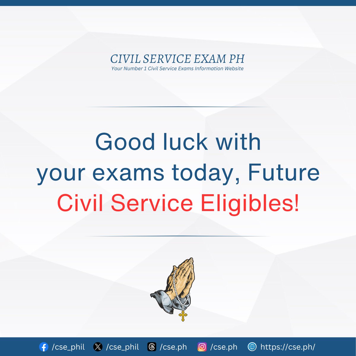 Good luck with your exams today, Future Civil Service Eligibles! 🙏
