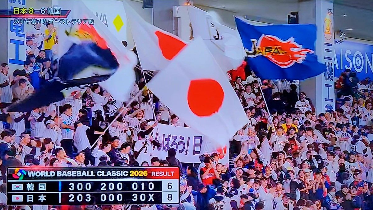 日の丸が誇らしげにはためく。
それだけで
なんていい景色なんだと思う。

 #WBC日韓戦