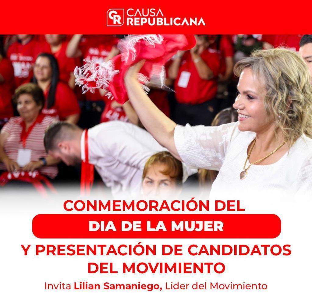 Anoche en medio de una numerosa y entusiasta auditorio, conformado por sus seguidores en general, la Senadora LILIAN SAMANIEGO celebró el Día de la Mujer

Asimismo presentó a la lista de candidatos del movimiento q lidera, en su calidad de precandidata a la Presidencia para las
