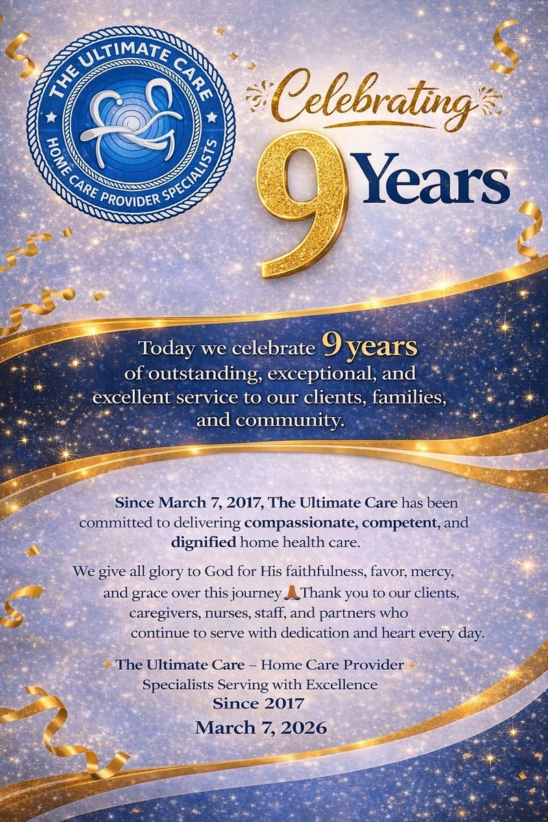TUCVirginia's tweet photo. Since March 7, 2017, The Ultimate Care has proudly served families with compassionate, reliable, and professional home healthcare services.

For 9 years, we have helped families feel safe, supported, and confident knowing their loved ones are receiving quality care at home. https://t.co/ZgMnJct9WB