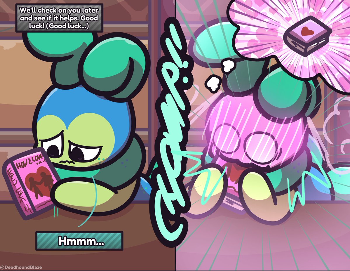 DeadhoundBlaze's tweet image. The Book Toons attempts to help Squirm's little love to Brightney- it didn't go as planned.. 🐛 🌘 🎭
#DandysWorld #Squirm #Astro #RazzleandDazzle