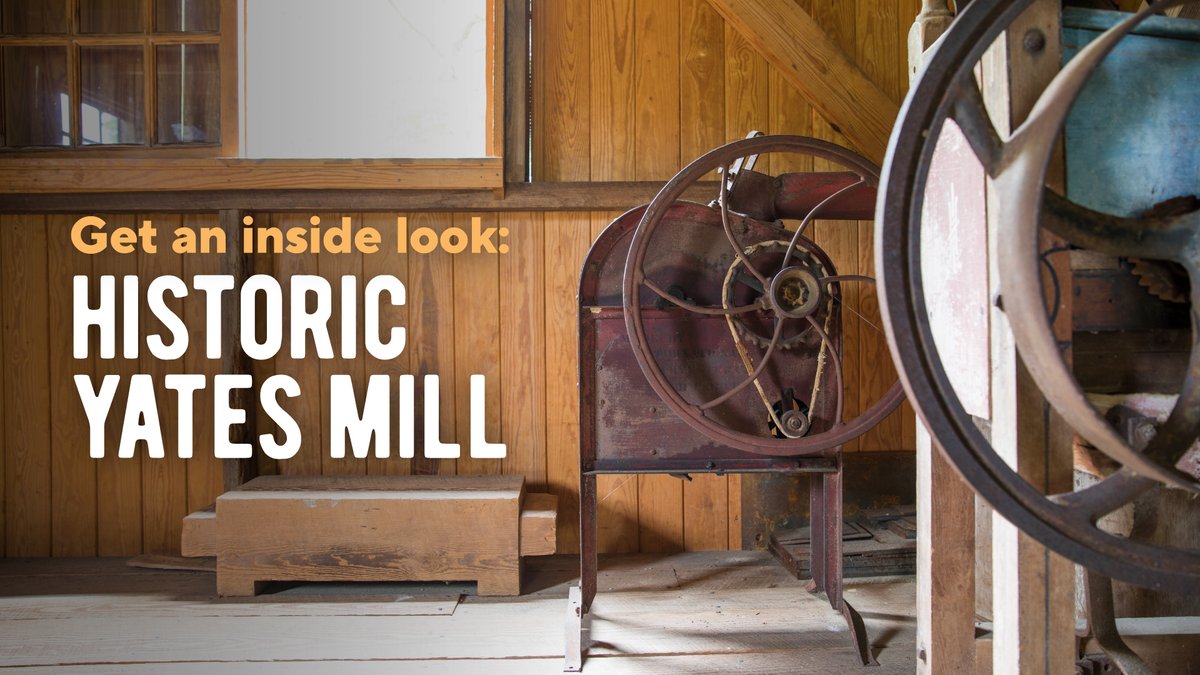 WakeGovParks's tweet photo. Visit Historic #YatesMill County Park's historic gristmill this Saturday and Sunday, from 1 p.m. to 4 p.m. during the free, drop-in Mill Open House!
Talk with historic interpreters about the history and inner workings of the mill. No registration required. Drop in anytime! https://t.co/F5jST95IOm