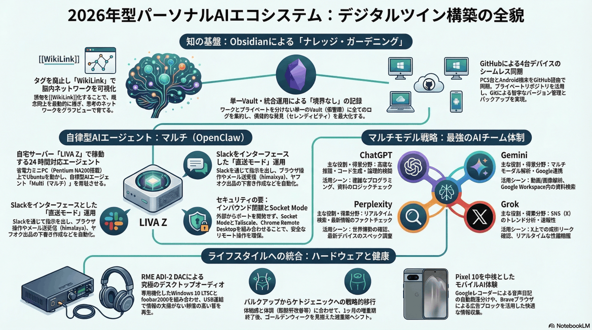 GUILE_channel's tweet image. AIとの２ヶ月間の会話ログをインフォグラフィックにまとめました。 振り返ると面白いです。
①AIとの会話ログをスレッド最後にmd形式へ要約依頼
②mdをObsidianに蓄積
③月末にNotebookLMへ一括投入
④インフォグラフィックで出力
#NotebookLM　#AIデジタルツイン　#Obsidian