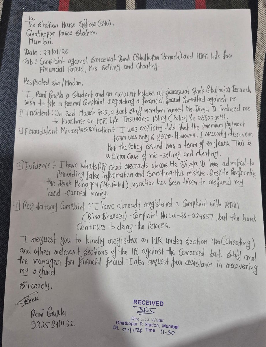 rg0021818's tweet photo. "I'm a fashion design student defrauded by @HDFC_Bank  @HDFCLIFE .My hard earned money is trapped &amp;they are mentally harassing me. Filed a case in consumer court (App:202603061359). Need justice ⚖️ 
#ConsumerRights @jagograhakjago @RBI @HDFCBank_Cares @aajtak @ZeeNews @ABPNews https://t.co/78my9czaw5