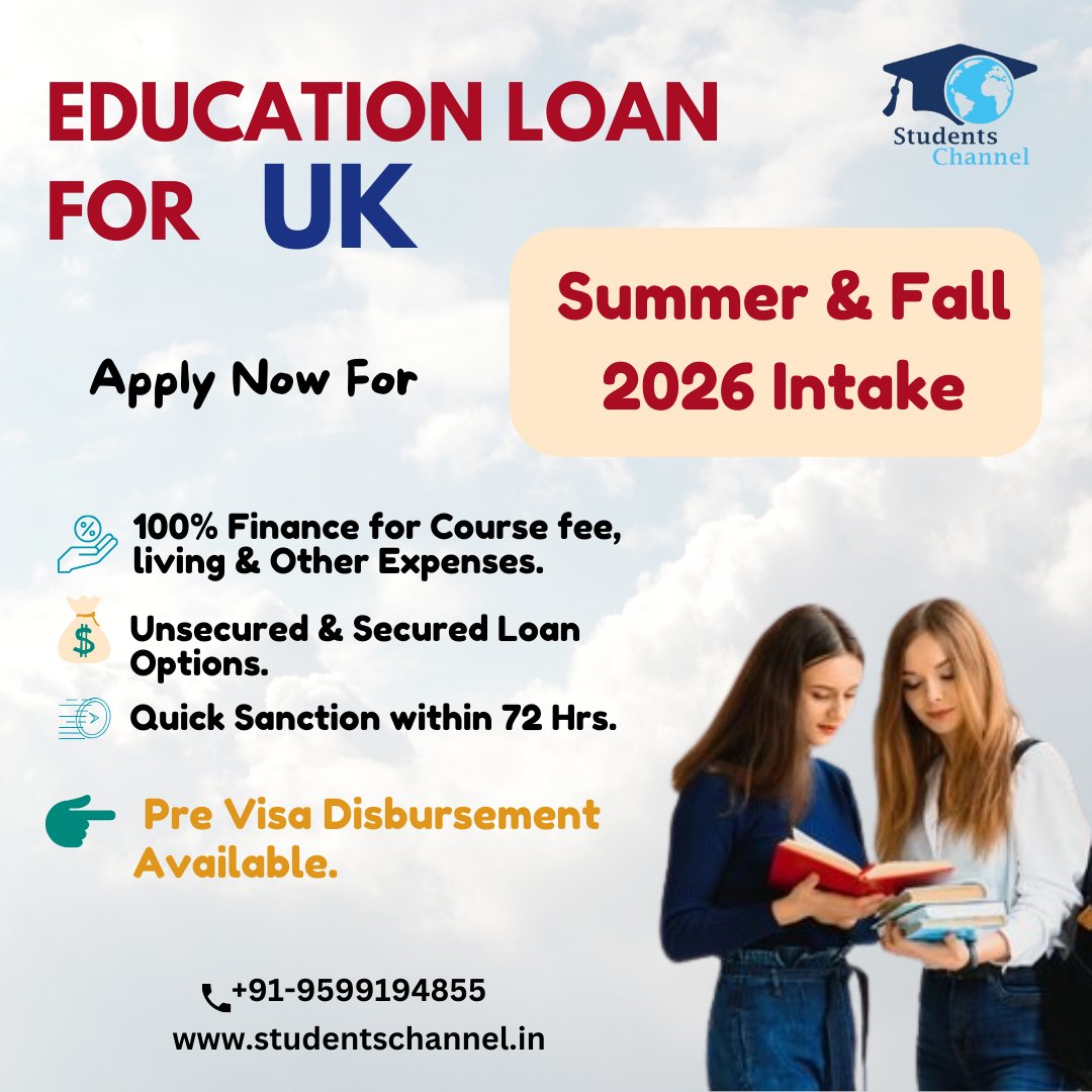 StudentsChanne2's tweet photo. Get Personalized Education Loan for UK !!!
Secured and Unsecured options.
Sanctioned within 3-5 days.
visit :- https://t.co/QhbDJ57LCe
Call us 095991 94855
@followersStudents ChannelAbroad Education - The Complete Solutions#AbroadEducationLoan#EducationLoanSupport#abroadeducation https://t.co/zFP9V4O2VN