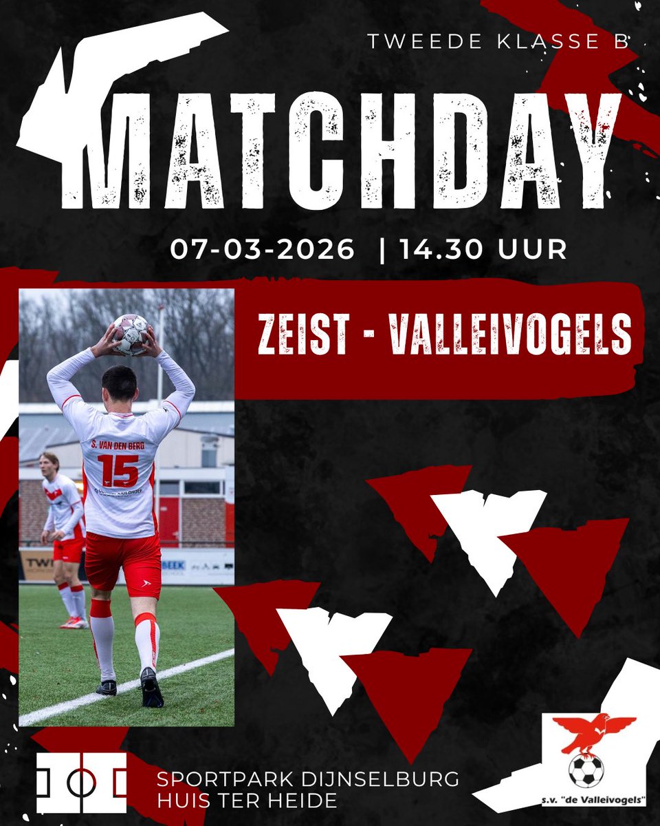 Matchday! Sportpark Dijnselburg te Huis ter Heide is vanmiddag om 14.30 uur het strijdtoneel voor de wedstrijd Zeist tegen Valleivogels! Van harte welkom!