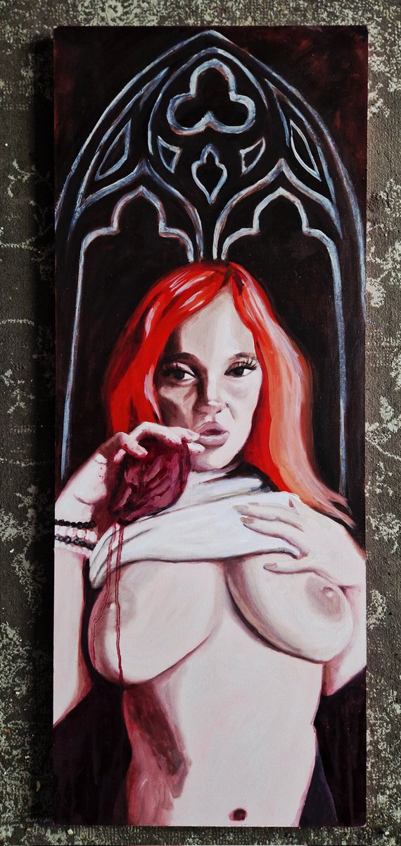 Sanguinary85's tweet photo. First layer on  a new oilpainting 
Borrowed reference from the  BlackMetalaVampire @EspiKvlt https://t.co/dbGrF4NyNg