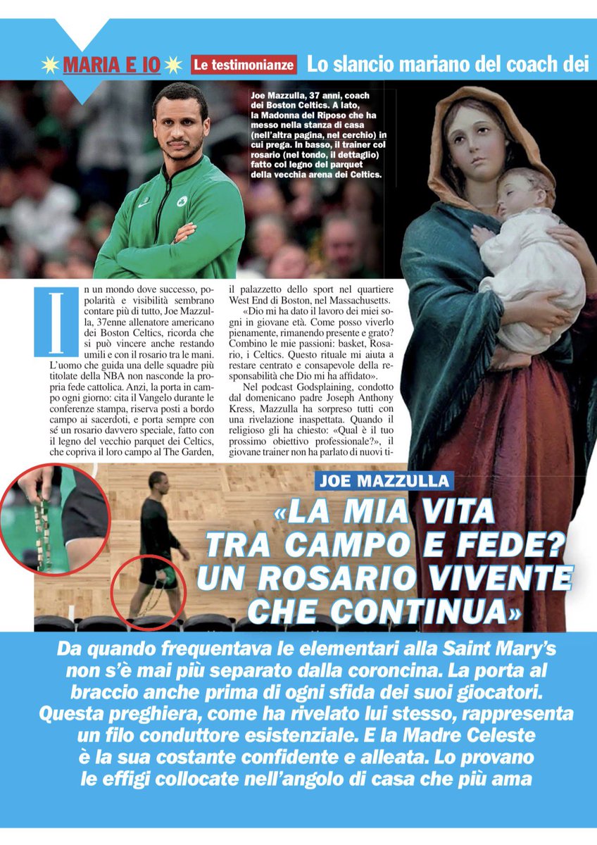 davide_capano's tweet photo. Da giovedì sono in edicola su “Maria con te” con un pezzo su Joe #Mazzulla, coach #NBA dei Boston Celtics.
🏀🇺🇸🔝
@celtics @NBA
#bostonceltics #joemazzulla #mariaconte #nba #usa https://t.co/yezXmRJpcG