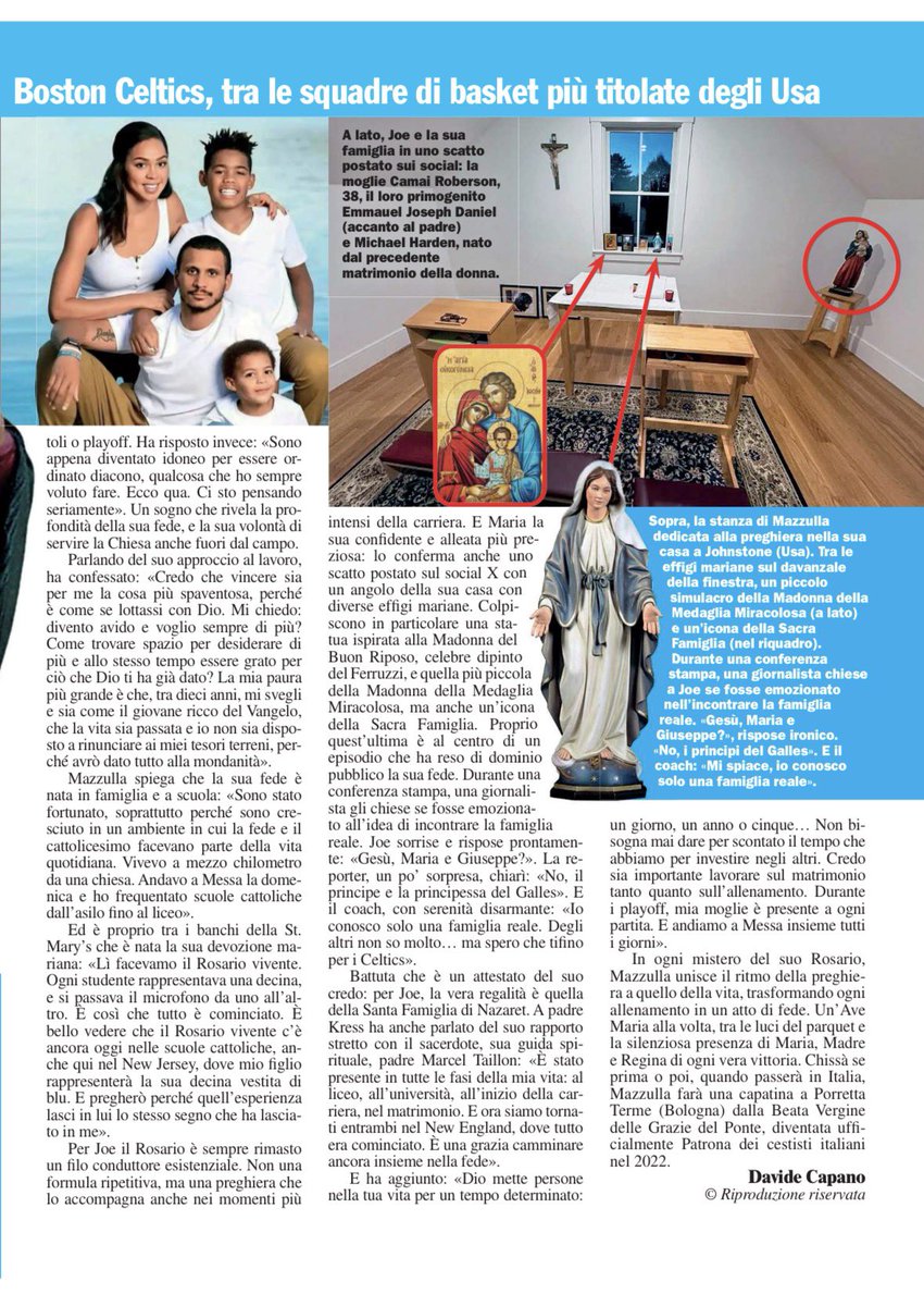 davide_capano's tweet photo. Da giovedì sono in edicola su “Maria con te” con un pezzo su Joe #Mazzulla, coach #NBA dei Boston Celtics.
🏀🇺🇸🔝
@celtics @NBA
#bostonceltics #joemazzulla #mariaconte #nba #usa https://t.co/yezXmRJpcG