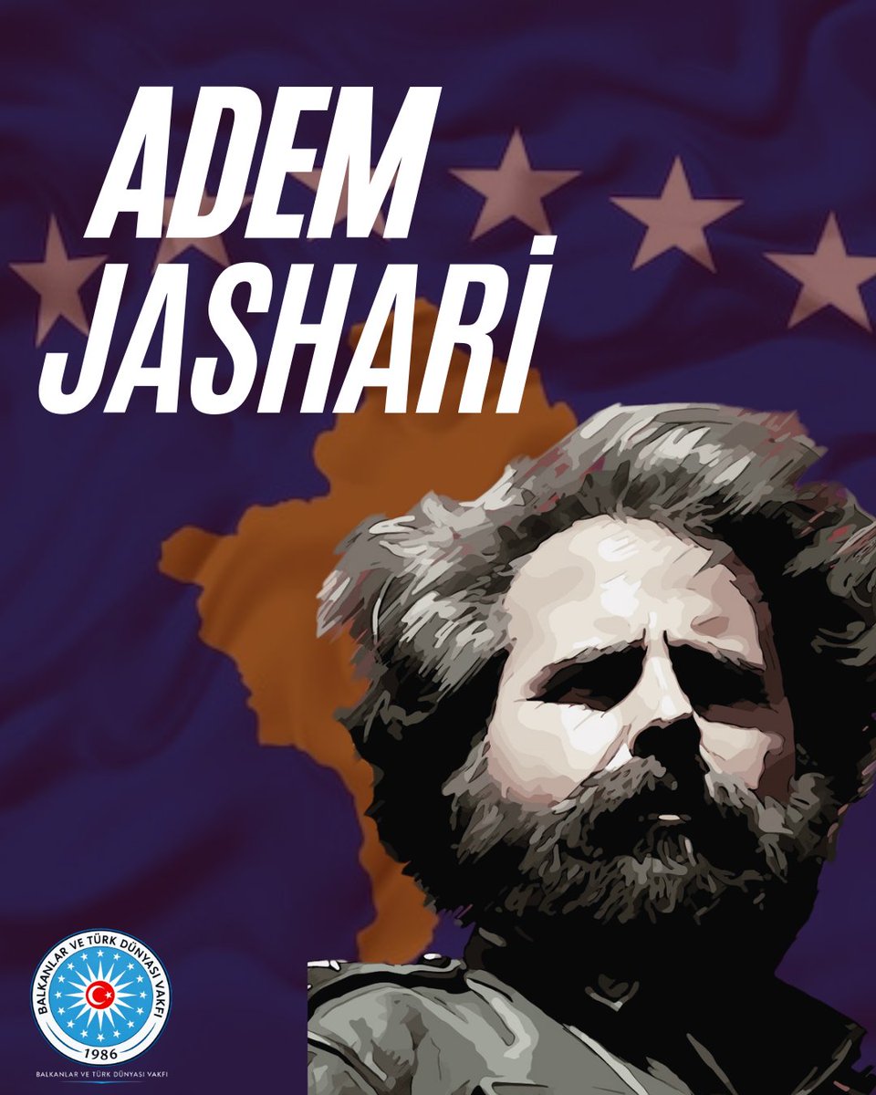 btv1986_'s tweet image. Hayatını Kosova’nın özgürlüğüne adayan ölümsüz kahraman Adem Jashari’yi şehadetinin yıl dönümünde rahmet, saygı ve minnetle anıyoruz. Onun cesareti ve fedakârlığı, Kosova’nın özgürlük mücadelesinde daima yaşayacaktır. 

#Balkanlar #Kosova #AdemJashari