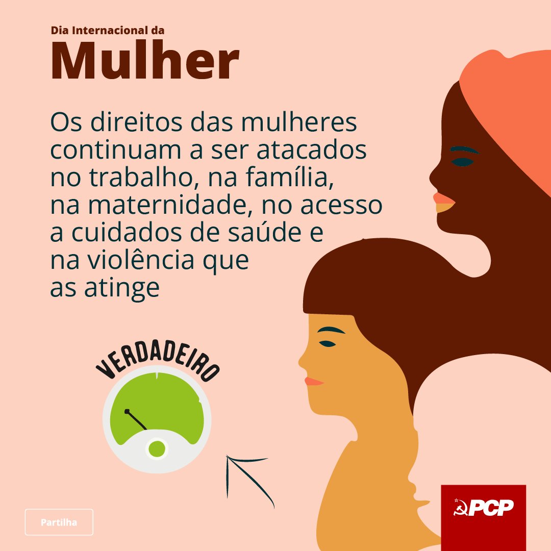 No Dia Internacional da Mulher exigimos a mudança na vida das mulheres. 

Não há liberdade enquanto os direitos das mulheres não forem cumpridos e, o que se passa hoje, é que continuam a ser atacados.

O PCP propõe medidas para a elevação das condições de vida e de trabalho das