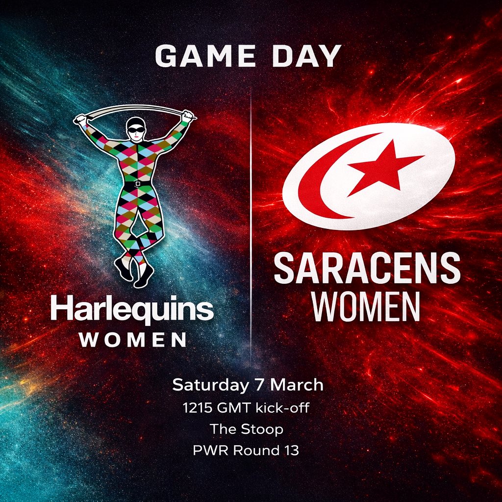 RugbySaracens's tweet photo. โก๏ธ Turn up the PWR
The Capital Clash sees @HarlequinsWomen take on @SaracensWomen today at The Stoop.
Donโt miss this London @ThePWR rivalry. Be there to cheer or watch live on @tntsports.
โฐ Kick-off 12:15 GMT
#SarriesFamily โซ๏ธ๐ด #SSAway https://t.co/29fiGyjizC