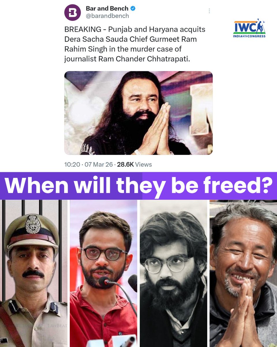 UWCforYouth's tweet image. They didnt COMPROMISE like the #CompromisedPM

When will the judiciary pay kind attention to them? 

#IranWar #gurmeetramrahimsingh #TradeDeal #UmarKhalid #SonamWangchuk #SharjeelImam #SanjivBhatt