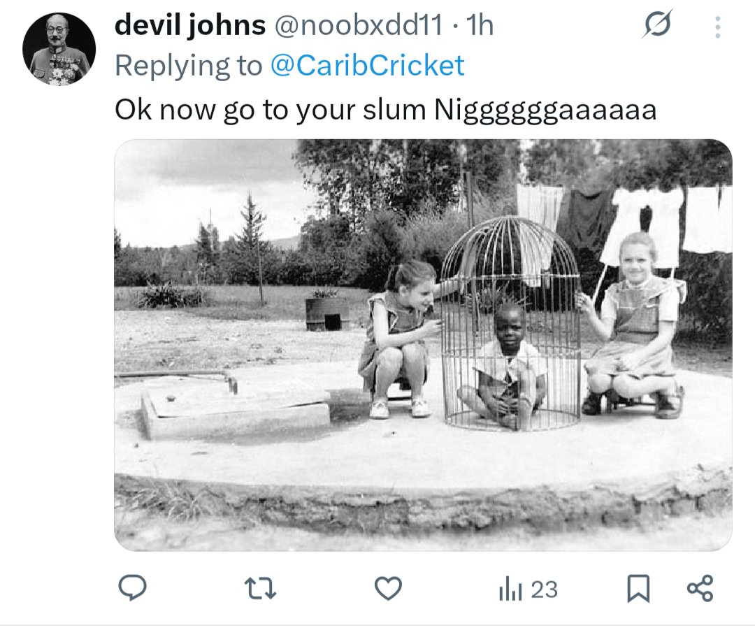 CaribCricket's tweet photo. There is a particular fanbase on this app fueled no doubt by an accompanying bot army that have racism as their default setting.

Makes you wonder about their psyche and insecurity.

Almost as if there is a direct parallel between electing a demagogue and  bigotry https://t.co/uLlRk7dirL