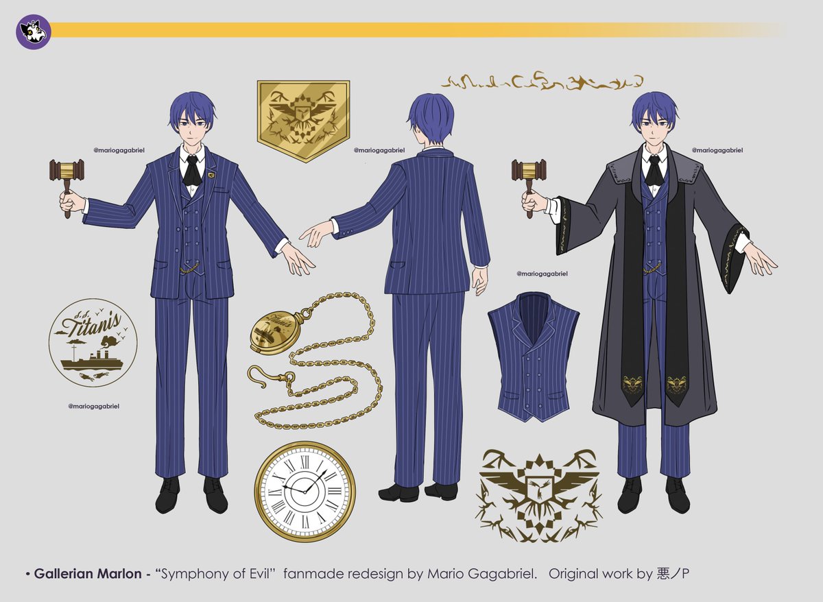 LAST! It was difficult to work with the original design; there weren't many 1940s designs for men that caught my eye, so I gave him a pattern to contrast with the flat color of his judge's robes. And a few cruel references in his accessories.
#evilliouschronicles