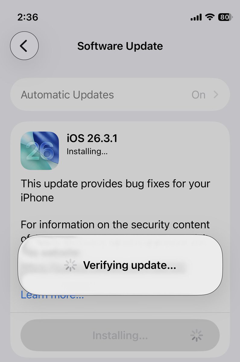 terserada's tweet photo. updated to iOS 26.3.1 https://t.co/tU7SkVPjND