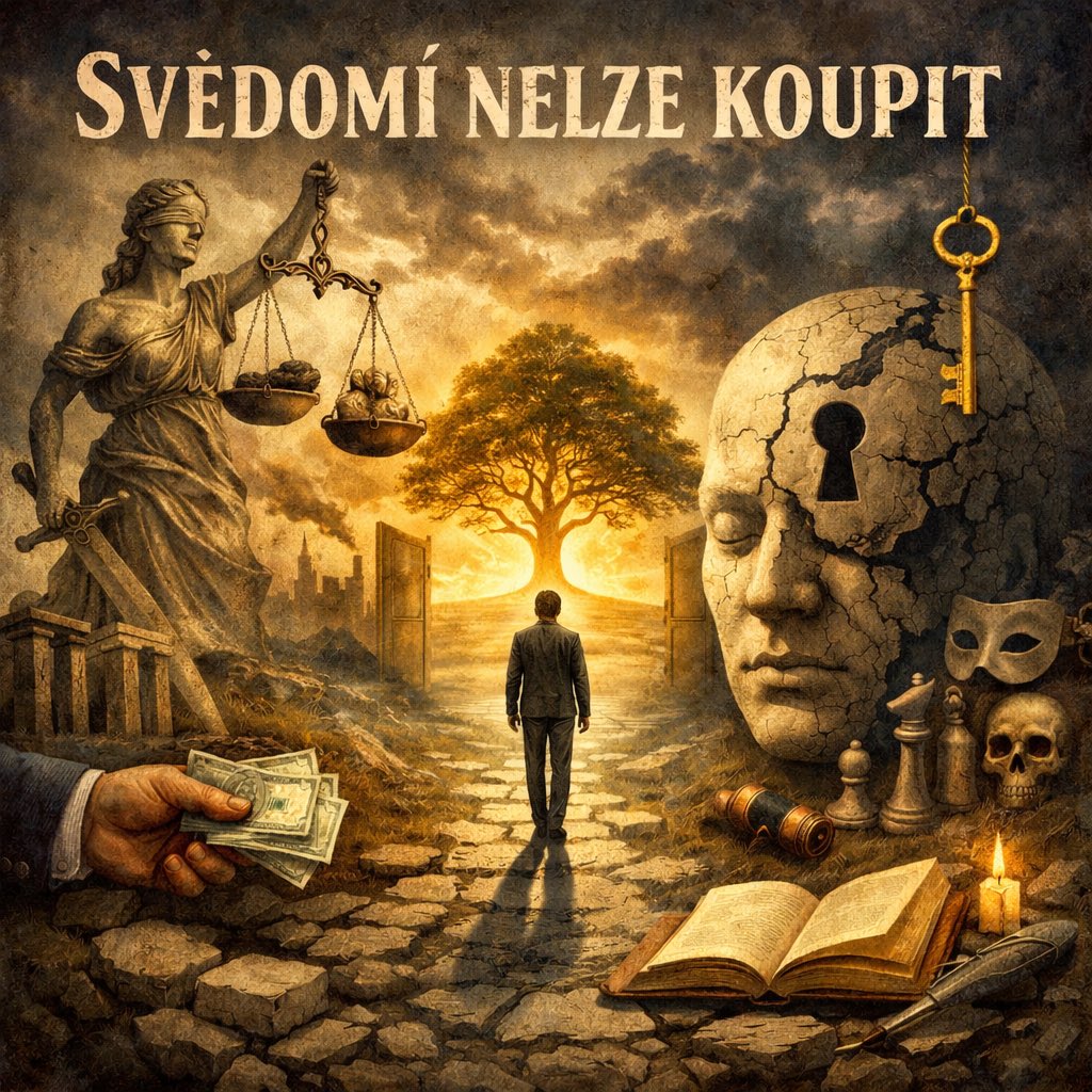 Svědomí nelze koupit

Přátelé,

existují chvíle v životě národa, kdy největší nebezpečí nepřichází zvenčí. Nepřichází v podobě armád ani dramatických krizí. Přichází tiše, téměř nepozorovaně — jako pomalé oslabování něčeho, co je pro svobodnou společnost zásadní: našeho vztahu k