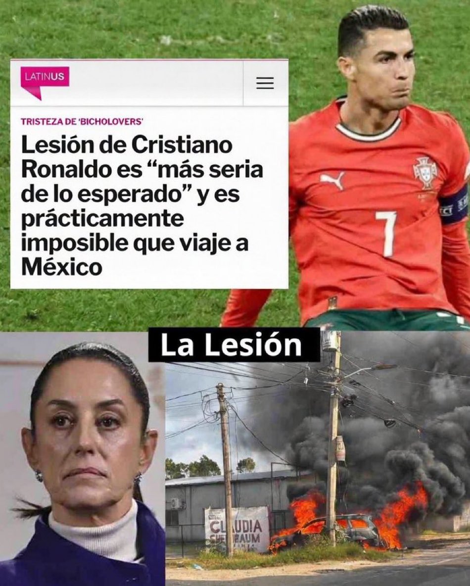 Cristiano Ronaldo el súper estrella del futbol actual sería un blanco lógico para un atentado y el gobierno mexicano NO puede garantizar su seguridad, la presunta lesión es un pretexto llega curiosamente de manera providencial y oportuna 👇