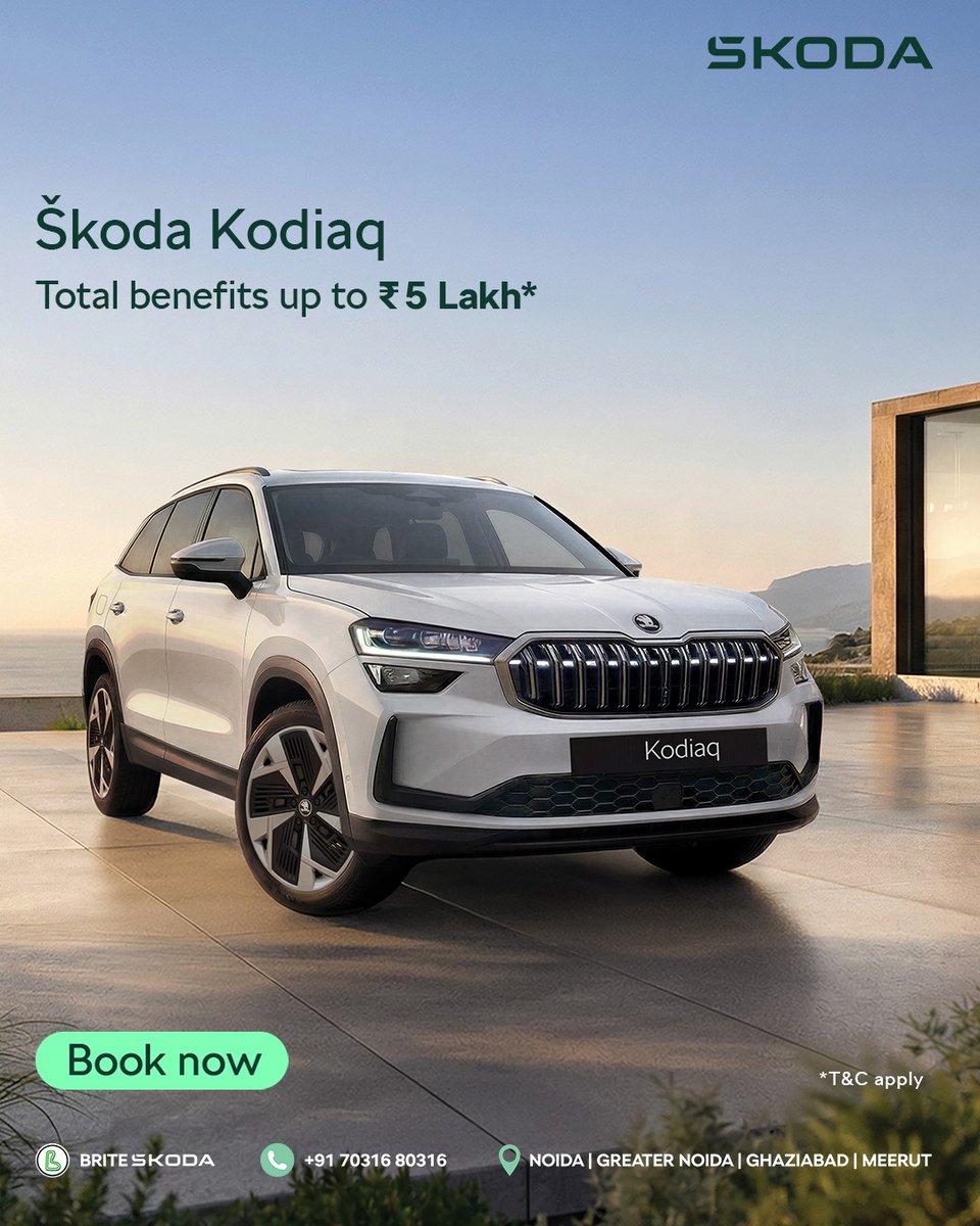 BriteSkoda's tweet photo. The Škoda Kodiaq stands tall—built not just to climb, but to command.
Enjoy benefits up to ₹5 lakhs.
Book your Kodiaq today.
📞 70316 80316
🌐 https://t.co/TYdbGef2zU
#BriteSkoda #SkodaIndia #SkodaKodiaq #Kodiaq #LetsExplore https://t.co/pDUgc2sHfa