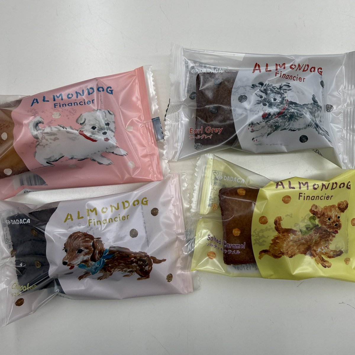 こんばんは！
#ミモザ岡山大安寺店 です

ギフトに最適、パケ買いしてしまうフィナンシェ新登場です✨
味は4種類！犬のパッケージが可愛すぎます🐕💟
