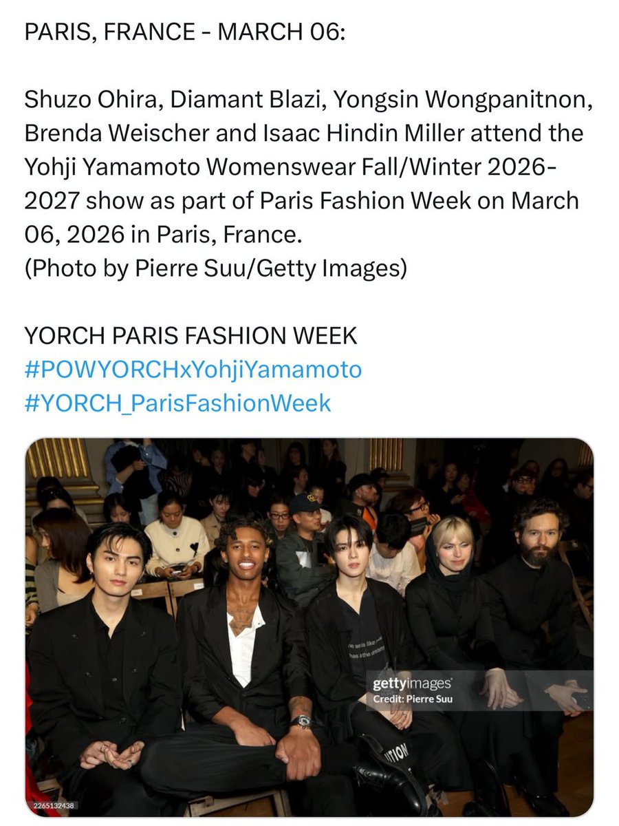 คุนbrenda มาลงรูปคู่กับยอร์ชด้วย แล้วเขาเห็นแท็กที่พาวเวอร์ลงกันด้วย แคปจากแท็กของพาวเวอร์มาลงเลย แท็กชื่อยอร์ชขึ้นฉ่ำ 

YORCH PARIS FASHION WEEK  #POWYORCHxYohjiYamamoto #YORCH_ParisFashionWeek