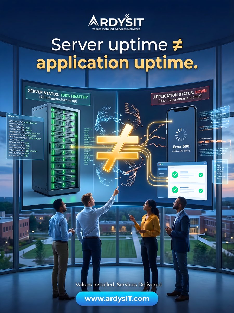 ArdysITSolution's tweet photo. Your server can be healthy while Banner struggles. ArdysIT monitors application services, DB response, session health, and job status — not just infrastructure metrics.
#ArdysIT #Bannerstruggles #DB #jobstatus #infrastructure #server https://t.co/HaMkbtyjZb