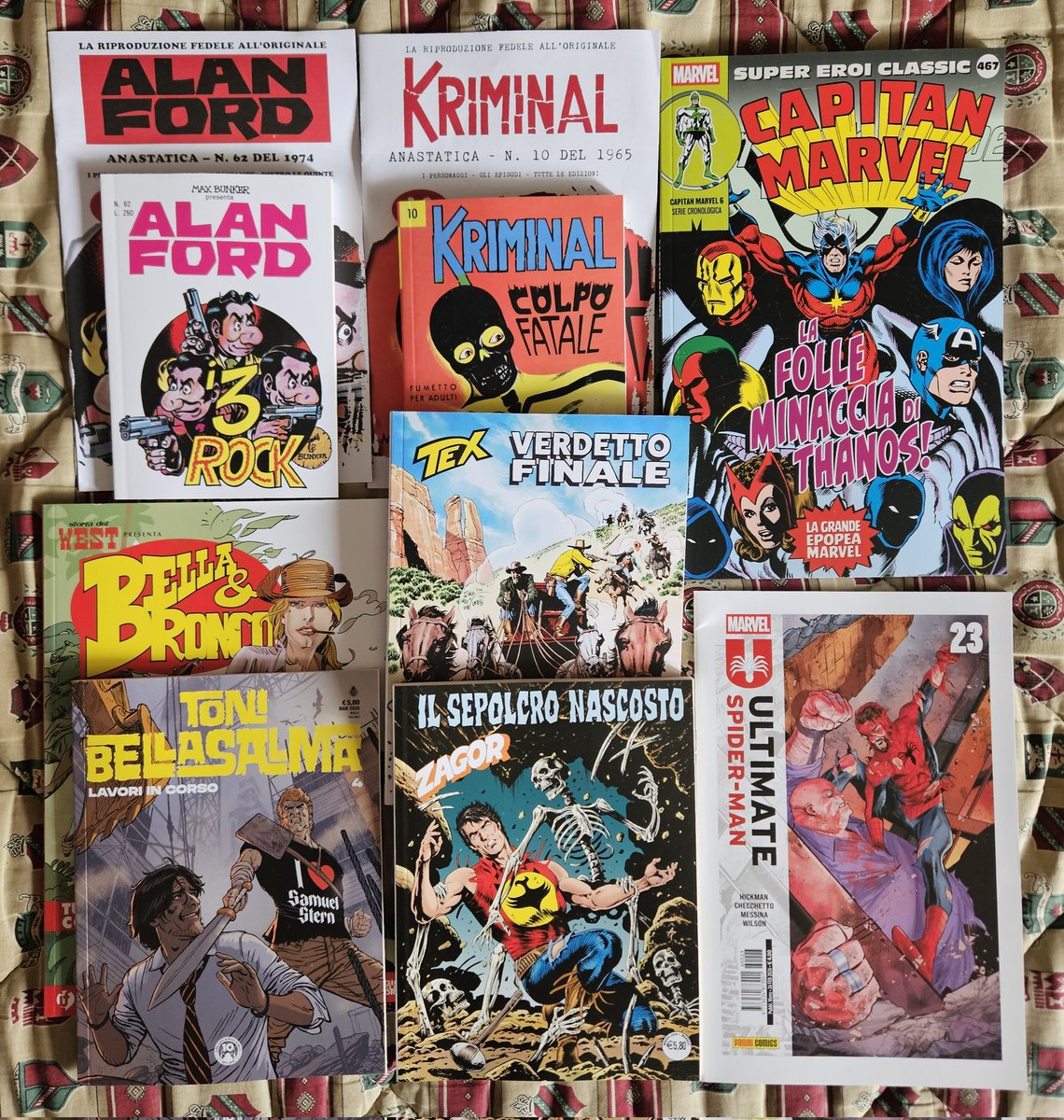 fantom9's tweet image. Finalmente sabato, il giorno del passaggio in #edicola per il consueto bottino settimanale (oggi cospicuo) a #fumetti! 🤩💬💬💬 #alanford #kriminal #maxbunker #supereroiclassic #capitanmarvel #spiderman #marvelcomics #tex #zagor #bonelli #bugscomics #ifedizioni