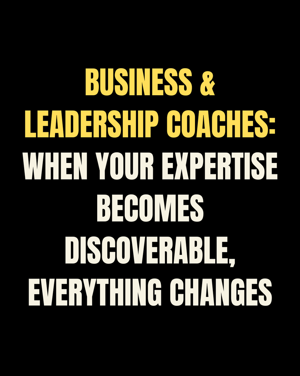 Business &amp; Leadership Coaches:

Expertise alone isn’t enough.

If decision-makers can’t find you when they search, opportunities pass quietly.

When your expertise becomes discoverable, client conversations become easier.

#BusinessCoach #LeadershipCoach #ThoughtLeadership