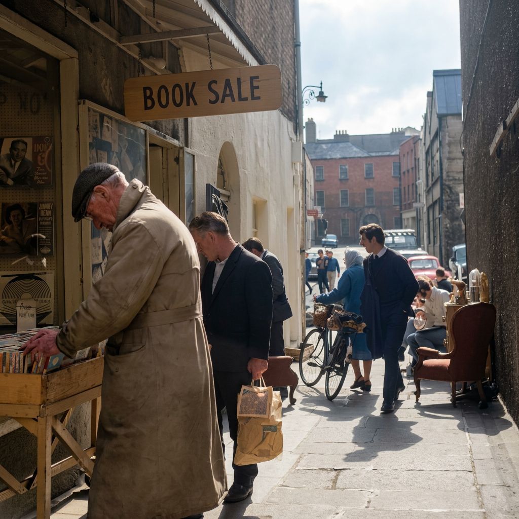 1969, Book Temple

Shoppers browse books by Merchant’s Arch in Temple Bar. The area was being considered for a central bus station at the time, which would have drastically changed the historic quarter, but was luckily abandoned before its later cultural reinvention. 

📷 NLI