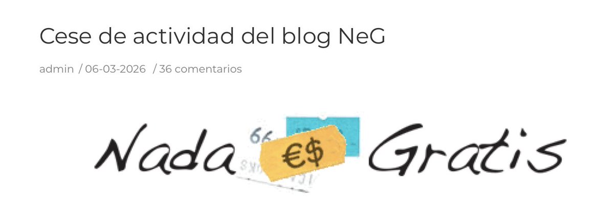 JorgeGalindo's tweet photo. No es fácil explicar lo importante que fue @nadaesgratis. Para toda una generación de científicos sociales de este país, sobre todo si eras estudiante en universidad lejos de “donde todo sucedía”, encontrarnos esto en el internet  de 2009 fue a la vez faro y linterna. Linterna, porque aquellas piezas nos iluminaba maneras de entender mejor los problemas que tanto nos preocupaban: estallido de la burbuja, mercado laboral segmentado, precariedad, desigualdades, crisis de deuda... Todo por lo que estaba pasando España. Y faro porque al hacerlo nos señalaban que había un camino a seguir si queríamos contribuir. Aún hoy intentamos seguirlo.​​​​​​​​​​​​​​ 

Lo que puede hacer un blog bien escrito por gente que se lo toma en serio. A veces cambia carreras. Y a veces se atreve a intentar mejorar un país.

https://t.co/LCvZyanG09