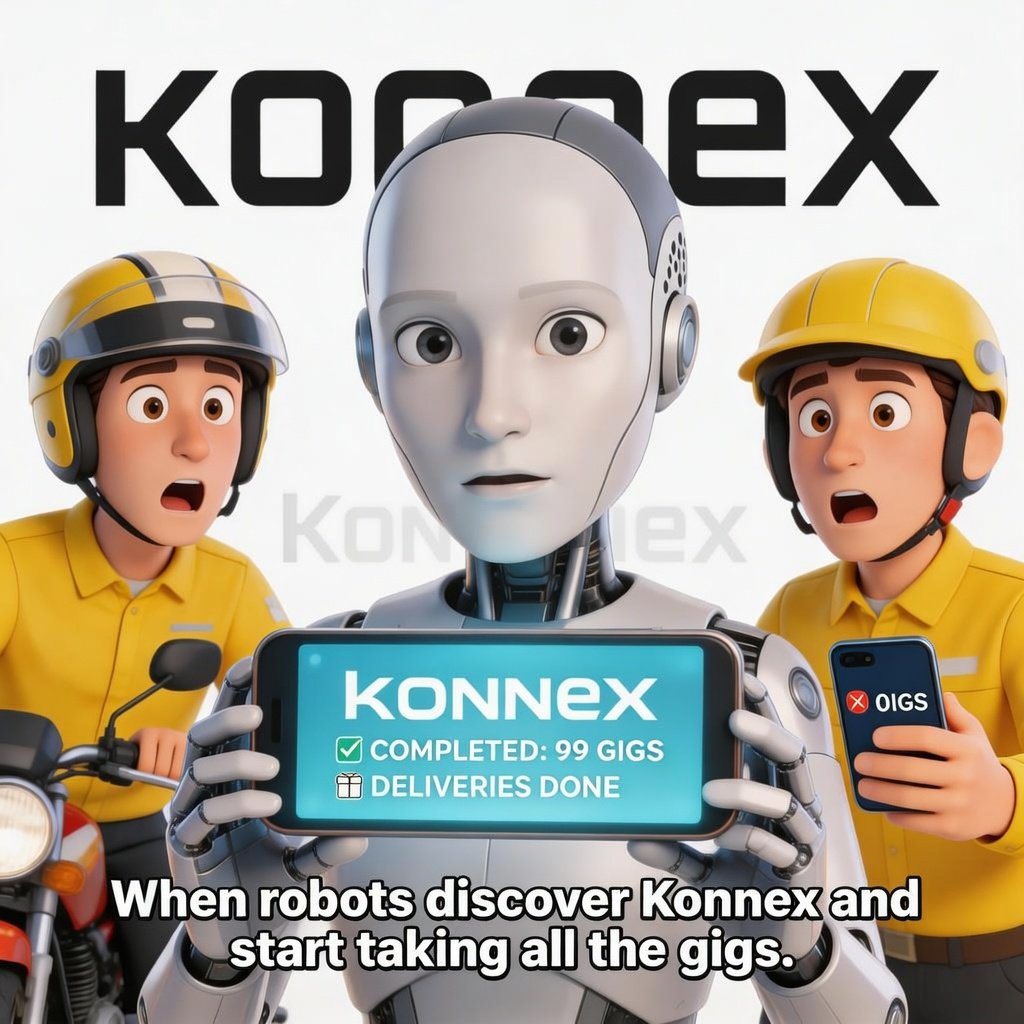 shugar_eth's tweet photo. Gigs economy just got an upgrade with @konnex_world 

Humans: delivering a package after 99years😥
Robots on Konnex: finishing 99 gigs just  before lunch.✅
When robots on @konnex_world  discover blockchain and the competition gets serious. 😎

#Konnex #Web3 #AI #Robotics https://t.co/BVv1y0LedT