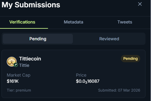 Tittiecoin Submitted for Jupiter verification.